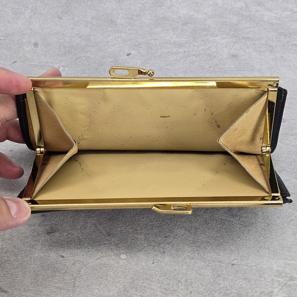 Vintage Ladies Pierre Cardin‎ Boutique Leather Long Bifold Kiss Lock Wallet - Picture 4 of 14